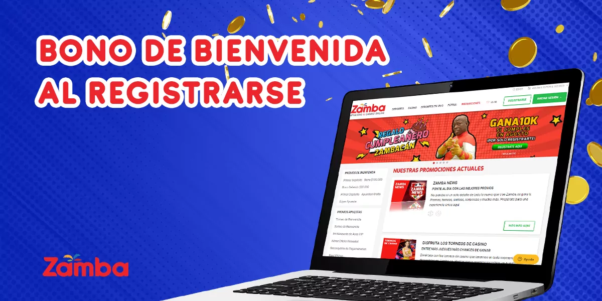 Descripci&oacute;n de los bonos por registrarse en la web de la casa de apuestas Zamba
