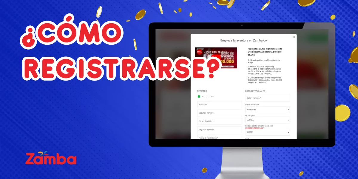 Instrucciones paso a paso para registrarse en el sitio web de Zamba Colombia