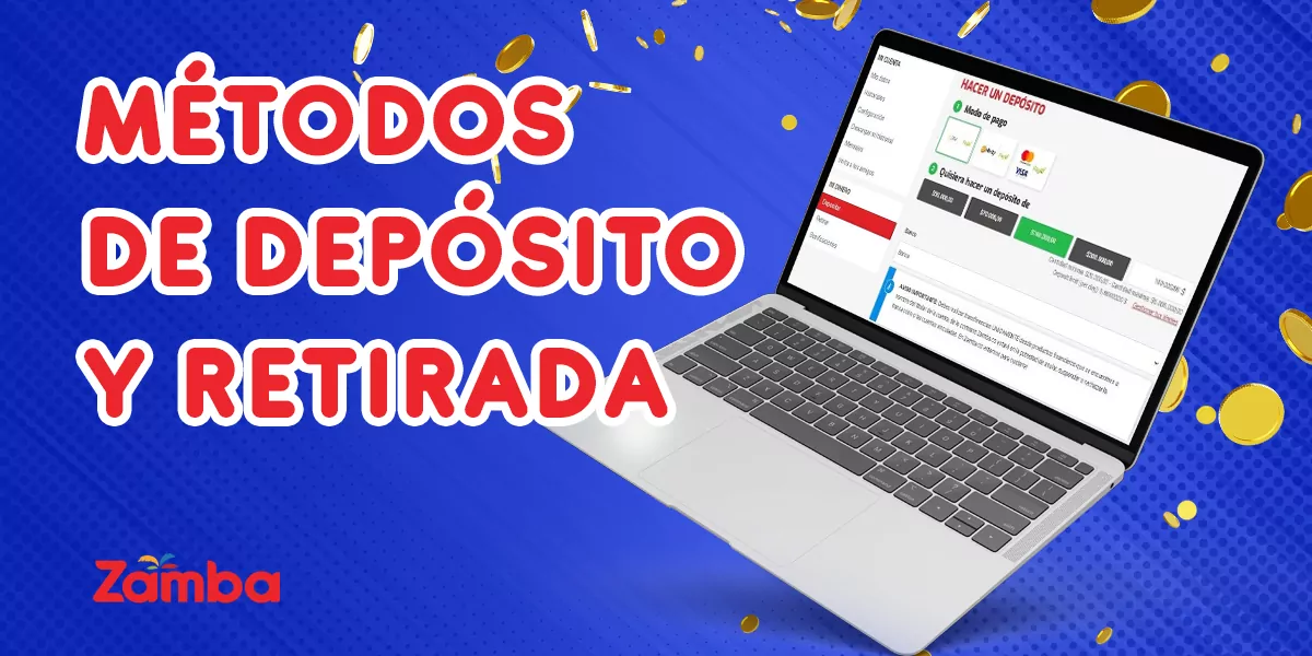 Table with available payment methods and amounts for deposit and withdrawal at Zamba